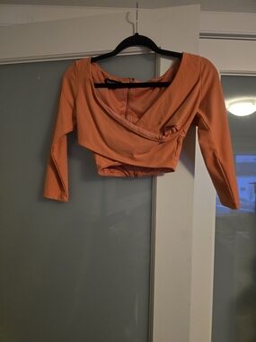 bebe Orange Wrap-Style Crop Top